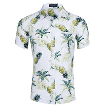 Load image into Gallery viewer, Men Shirts Summer Hawaiian Holiday Dress Turn-down Collar Short Sleeve Camisa Fashion Print Tropical Plant Floral Casual Shirts
