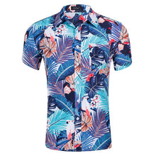 Load image into Gallery viewer, Men Shirts Summer Hawaiian Holiday Dress Turn-down Collar Short Sleeve Camisa Fashion Print Tropical Plant Floral Casual Shirts
