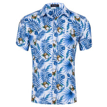 Load image into Gallery viewer, Men Shirts Summer Hawaiian Holiday Dress Turn-down Collar Short Sleeve Camisa Fashion Print Tropical Plant Floral Casual Shirts
