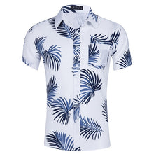 Load image into Gallery viewer, Men Shirts Summer Hawaiian Holiday Dress Turn-down Collar Short Sleeve Camisa Fashion Print Tropical Plant Floral Casual Shirts
