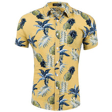 Load image into Gallery viewer, Men Shirts Summer Hawaiian Holiday Dress Turn-down Collar Short Sleeve Camisa Fashion Print Tropical Plant Floral Casual Shirts

