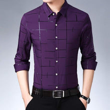 Load image into Gallery viewer, 2019 brand casual plaid luxury plus size long sleeve slim fit men shirt spring social dress shirts mens fashions jersey 41607
