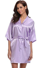 Load image into Gallery viewer, RB032 2018 New Silk Kimono Robe Bathrobe Women Silk Bridesmaid Robes Sexy Navy Blue Robes Satin Robe Ladies Dressing Gowns
