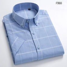 Load image into Gallery viewer, MACROSEA Summer Short Sleeve Plaid Shirts Fashion Men Business Formal Casual Shirts 100% Cotton Slim Fit Shirts Plus Size S-8XL
