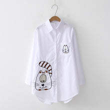 Load image into Gallery viewer, 2019 NEW White Shirt Casual Wear Button Up Turn Down Collar Long Sleeve Cotton Blouse Embroidery Feminina HOT Sale T8D427M
