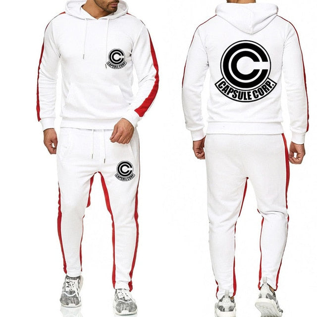 Anime Dragon Ball Large size tracksuit men set letter sportswear sweatsuit male sweat track suit jacket hoodie with pants