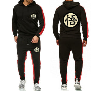 Anime Dragon Ball Large size tracksuit men set letter sportswear sweatsuit male sweat track suit jacket hoodie with pants