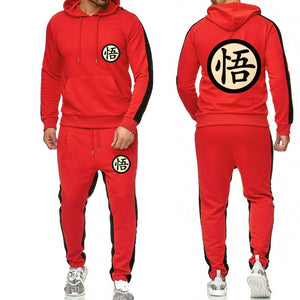 Anime Dragon Ball Large size tracksuit men set letter sportswear sweatsuit male sweat track suit jacket hoodie with pants