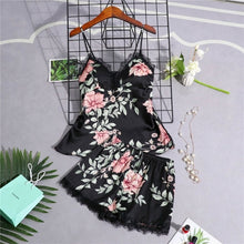 Load image into Gallery viewer, Daeyard Women&#39;s Pajamas Silk Floral Overall Print 5Pcs Pajama Set Satin Pyjamas Sexy Lace Pijama Nightie Sleepwear Home Clothes

