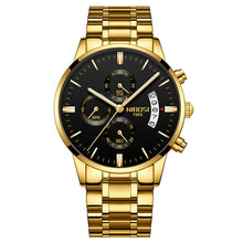 Load image into Gallery viewer, NIBOSI Golden Watch Dropshipping Luxury Brand Men&#39;s Watches Stainless Steel Chronograph Auto Date Business Quartz Wristwatch

