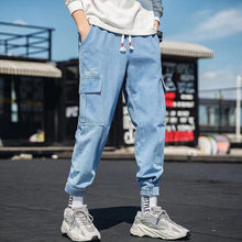 Load image into Gallery viewer, Hip Hop Streetwear Harem Jeans Pants Men Loose Joggers Denim Casual Sweatpants Korea Ankle length Trousers
