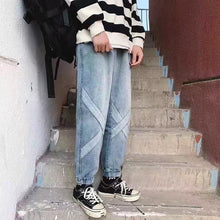 Load image into Gallery viewer, Hip Hop Streetwear Harem Jeans Pants Men Loose Joggers Denim Casual Sweatpants Korea Ankle length Trousers
