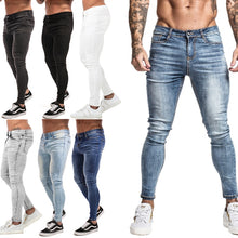 Load image into Gallery viewer, GINGTTO Jeans Men Elastic Waist Skinny Jeans Men 2020 Stretch Ripped Pants Streetwear Mens Denim Jeans Blue
