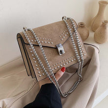 Load image into Gallery viewer, Scrub Leather Small Shoulder Messenger Bags For Women 2020 Chain Rivet Lock Crossbody Bag Female Travel Mini Bags
