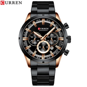 CURREN New Fashion Mens Watches with Stainless Steel Top Brand Luxury Sports Chronograph Quartz Watch Men Relogio Masculino