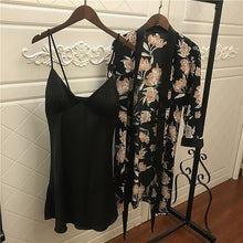 Load image into Gallery viewer, QWEEK Silk Pajamas for Women Floral Womens Pajama Set Summer 2019 Pyjamas Women Satin Sleepwear V-Neck Pijama Mujer 2 Piece Sets
