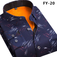 Load image into Gallery viewer, Aoliwen Winter warm shirt plus velvet thickening fashion print plaid shirt long sleeve men&#39;s brand shirt dress shirt sizeL-5XL
