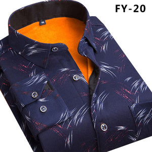 Aoliwen Winter warm shirt plus velvet thickening fashion print plaid shirt long sleeve men's brand shirt dress shirt sizeL-5XL