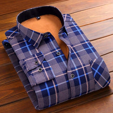 Load image into Gallery viewer, Aoliwen Winter warm shirt plus velvet thickening fashion print plaid shirt long sleeve men&#39;s brand shirt dress shirt sizeL-5XL
