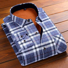 Load image into Gallery viewer, Aoliwen Winter warm shirt plus velvet thickening fashion print plaid shirt long sleeve men&#39;s brand shirt dress shirt sizeL-5XL
