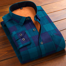 Load image into Gallery viewer, Aoliwen Winter warm shirt plus velvet thickening fashion print plaid shirt long sleeve men&#39;s brand shirt dress shirt sizeL-5XL
