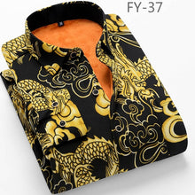 Load image into Gallery viewer, Aoliwen Winter warm shirt plus velvet thickening fashion print plaid shirt long sleeve men&#39;s brand shirt dress shirt sizeL-5XL
