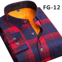 Load image into Gallery viewer, Aoliwen Winter warm shirt plus velvet thickening fashion print plaid shirt long sleeve men&#39;s brand shirt dress shirt sizeL-5XL

