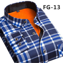 Load image into Gallery viewer, Aoliwen Winter warm shirt plus velvet thickening fashion print plaid shirt long sleeve men&#39;s brand shirt dress shirt sizeL-5XL
