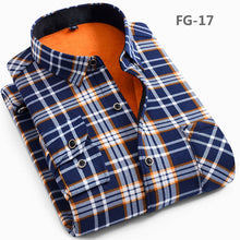 Load image into Gallery viewer, Aoliwen Winter warm shirt plus velvet thickening fashion print plaid shirt long sleeve men&#39;s brand shirt dress shirt sizeL-5XL
