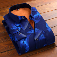 Load image into Gallery viewer, Aoliwen Winter warm shirt plus velvet thickening fashion print plaid shirt long sleeve men&#39;s brand shirt dress shirt sizeL-5XL
