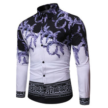 Load image into Gallery viewer, Fashion Luxury Royal Shirt Korean Style Men Baroque Floral Print Chemise Homme Manche Longue Slim Fit Male Casual Dress Shirt
