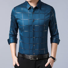 Load image into Gallery viewer, 2019 brand casual spring luxury plaid long sleeve slim fit men shirt streetwear social dress shirts mens fashions jersey 2309
