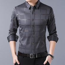 Load image into Gallery viewer, 2019 brand casual spring luxury plaid long sleeve slim fit men shirt streetwear social dress shirts mens fashions jersey 2309
