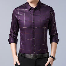 Load image into Gallery viewer, 2019 brand casual spring luxury plaid long sleeve slim fit men shirt streetwear social dress shirts mens fashions jersey 2309
