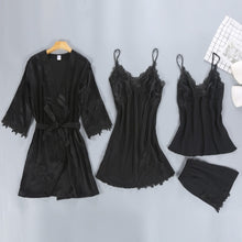 Load image into Gallery viewer, Pijamas para mujer, Pijama de satén de 5/4/2/1 piezas, Pijama de seda para el hogar, ropa de casa, Pijama bordado para dormir con almohadillas para el pecho
