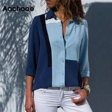 Load image into Gallery viewer, Aachoae femmes Blouses 2020 mode à manches longues col rabattu bureau chemise Blouse chemise décontracté hauts grande taille Blusas Femininas
