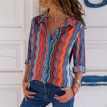 Load image into Gallery viewer, Aachoae femmes Blouses 2020 mode à manches longues col rabattu bureau chemise Blouse chemise décontracté hauts grande taille Blusas Femininas
