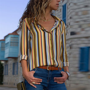 Aachoae femmes Blouses 2020 mode à manches longues col rabattu bureau chemise Blouse chemise décontracté hauts grande taille Blusas Femininas