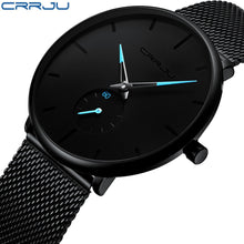 Load image into Gallery viewer, CRRJU Mode Herren Uhren Top Brand Luxus Quarzuhr Männer Beiläufige Dünne Mesh Stahl Wasserdichte Sport Uhr Relogio Masculino
