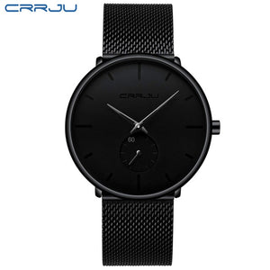 CRRJU Mode Herren Uhren Top Brand Luxus Quarzuhr Männer Beiläufige Dünne Mesh Stahl Wasserdichte Sport Uhr Relogio Masculino