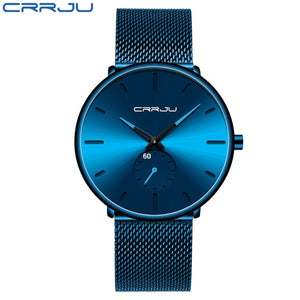 CRRJU Mode Herren Uhren Top Brand Luxus Quarzuhr Männer Beiläufige Dünne Mesh Stahl Wasserdichte Sport Uhr Relogio Masculino