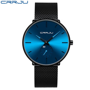 CRRJU Mode Herren Uhren Top Brand Luxus Quarzuhr Männer Beiläufige Dünne Mesh Stahl Wasserdichte Sport Uhr Relogio Masculino