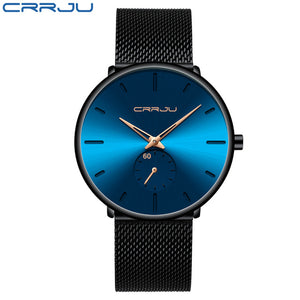 CRRJU Mode Herren Uhren Top Brand Luxus Quarzuhr Männer Beiläufige Dünne Mesh Stahl Wasserdichte Sport Uhr Relogio Masculino