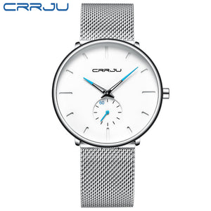 CRRJU Mode Herren Uhren Top Brand Luxus Quarzuhr Männer Beiläufige Dünne Mesh Stahl Wasserdichte Sport Uhr Relogio Masculino