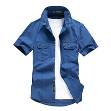 Load image into Gallery viewer, Casual Shirt Men Summer 100% Cotton Breathable Mens Shirts Military Army Solid Short Sleeve Cargo Chemise Homme Plus Size M-4XL

