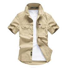 Load image into Gallery viewer, Casual Shirt Men Summer 100% Cotton Breathable Mens Shirts Military Army Solid Short Sleeve Cargo Chemise Homme Plus Size M-4XL
