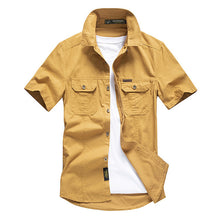 Load image into Gallery viewer, Casual Shirt Men Summer 100% Cotton Breathable Mens Shirts Military Army Solid Short Sleeve Cargo Chemise Homme Plus Size M-4XL
