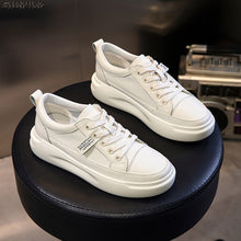 Load image into Gallery viewer, SWYIVY Genuine Leather Casual Shoes Women Sneakers 2019 Autumn Light White Sneakers Platform Med Heel Ladies Shoe Comfortable 40
