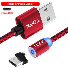 Load image into Gallery viewer, TOPK AM17 LED Magnetic USB Cable / Micro USB / Type-C For iPhone X Xs Max Magnet Charger for Samsung Xiaomi Pocophone USB C
