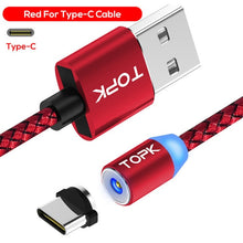 Load image into Gallery viewer, TOPK AM17 LED Magnetic USB Cable / Micro USB / Type-C For iPhone X Xs Max Magnet Charger for Samsung Xiaomi Pocophone USB C
